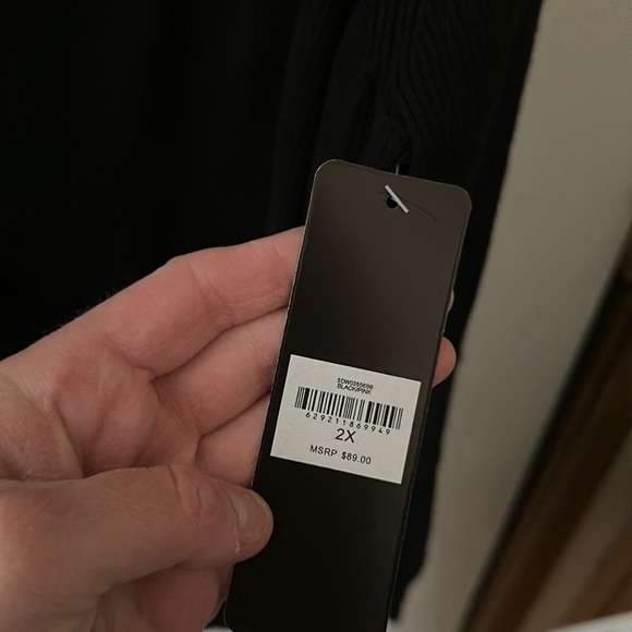 *FINAL* BEBE PLUS SIZE WRAP SWEATER: BLACK/PINK: NWT: SZ 2X - Picture 5 of 6